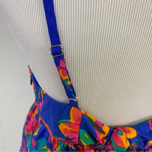 J. Crew Women’s SIZE 12 Tie Back Strappy Top Brilliant Blue Fushia Cotton - Picture 10 of 16